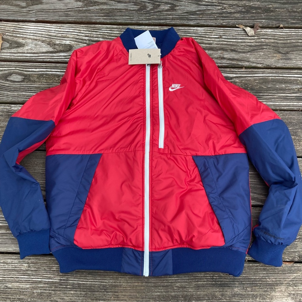 Nike Therma-Fit Legacy Reversible Bomber Jacket DD6849-687 Medium $160 Blue/Red